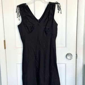 Gap Women's 100% Linen Sleeveless Fit & Flare Dress Black Lined Size 6